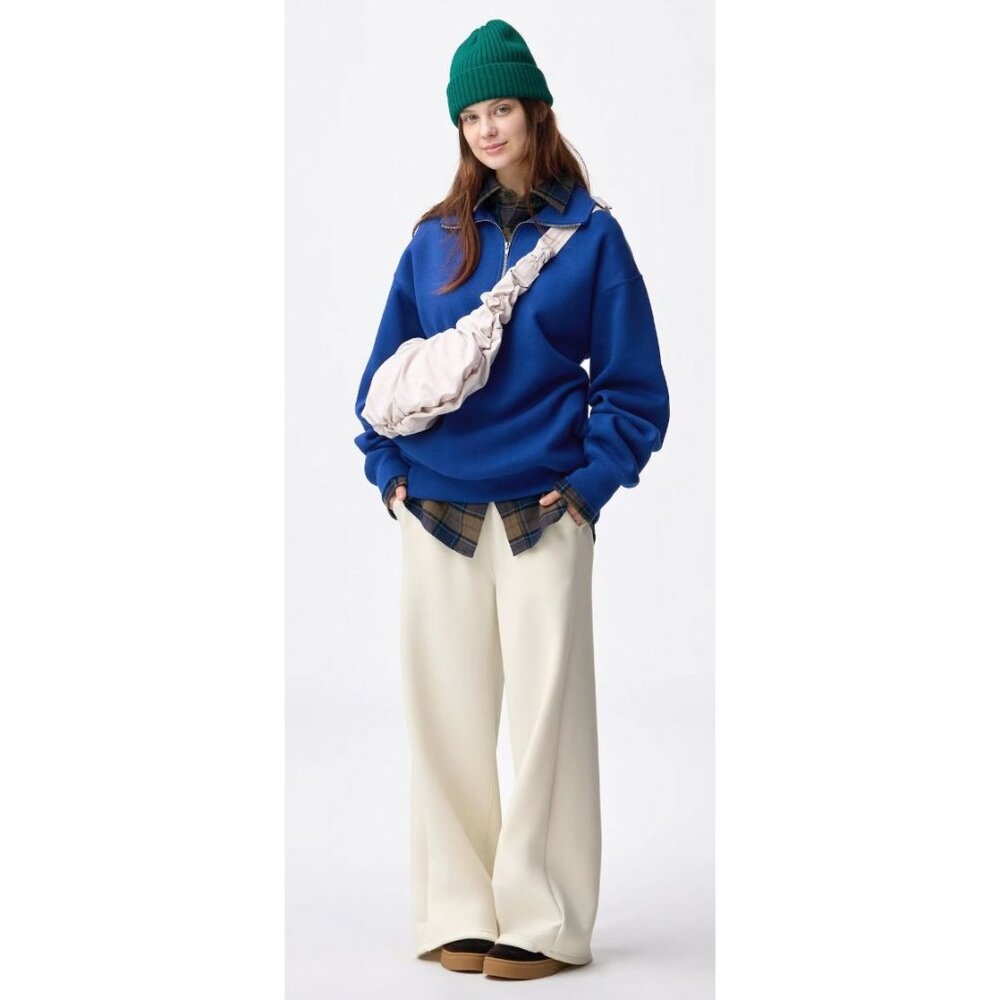 NEW GU Double Face Baggy Sweat Pants Scuba Cream Size L [jb]